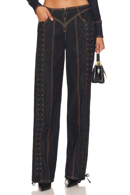 Lace Up Jeans